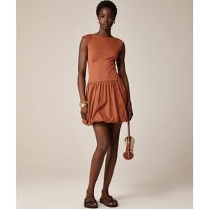J.Crew Bubble-hem Mixy Mini Dress Sz XS Toasted Paprika High Boatneck Sleeveless